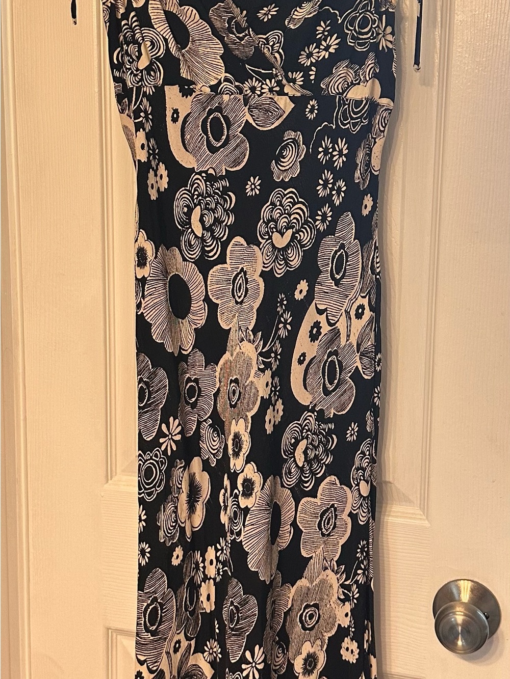 Angie Black and Cream Floral Maxi Sundress